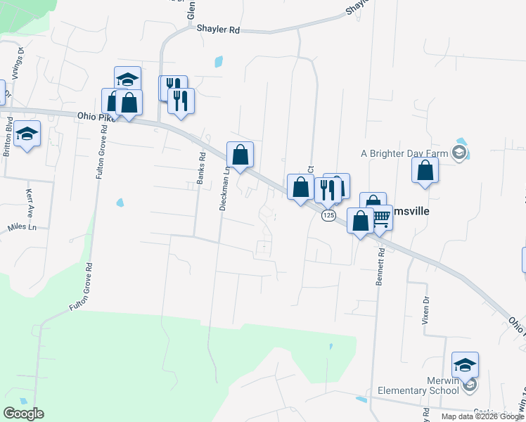 map of restaurants, bars, coffee shops, grocery stores, and more near 3914 Old Savannah Drive in Cincinnati