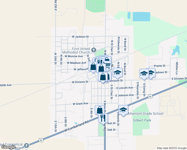 map of restaurants, bars, coffee shops, grocery stores, and more near 211 W Washington Ave in Altamont