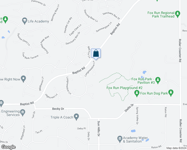 map of restaurants, bars, coffee shops, grocery stores, and more near 15745 Pinecove Court in Colorado Springs