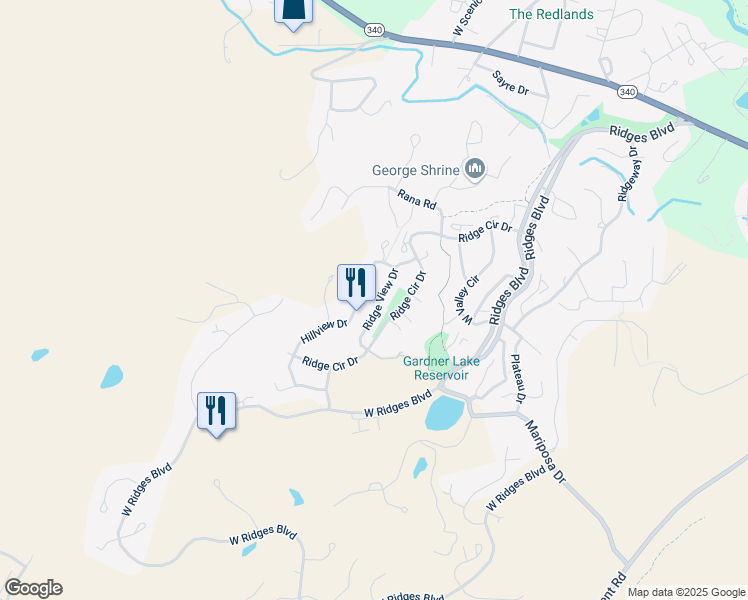 map of restaurants, bars, coffee shops, grocery stores, and more near 380A Ridge View Drive in Grand Junction