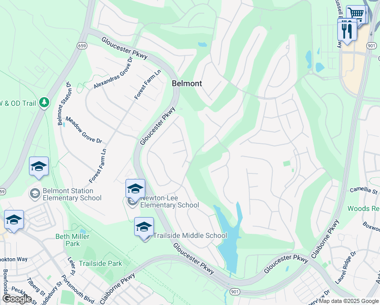 map of restaurants, bars, coffee shops, grocery stores, and more near 20066 Northville Hills Terrace in Ashburn