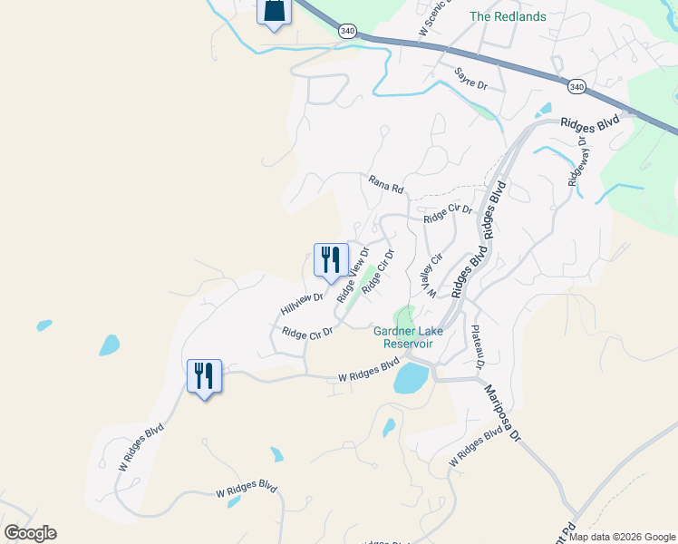 map of restaurants, bars, coffee shops, grocery stores, and more near 380A Ridge View Drive in Grand Junction