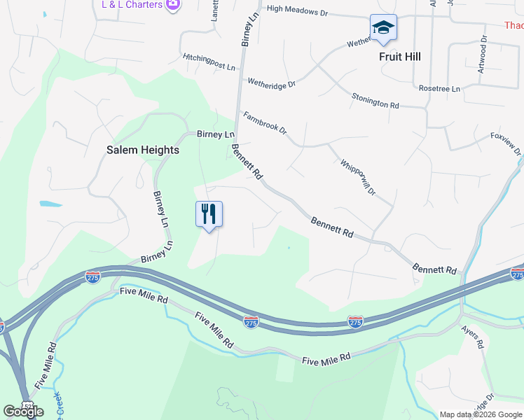 map of restaurants, bars, coffee shops, grocery stores, and more near 685 Hiddenpoint Drive in Cincinnati