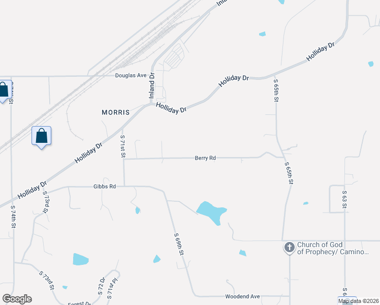 map of restaurants, bars, coffee shops, grocery stores, and more near 6819 Berry Road in Kansas City
