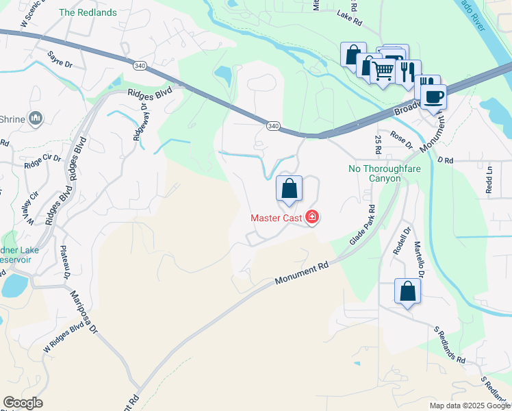 map of restaurants, bars, coffee shops, grocery stores, and more near 317 Country Club Park Road in Grand Junction
