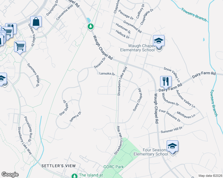 map of restaurants, bars, coffee shops, grocery stores, and more near 907 Arkblack Terrace in Odenton