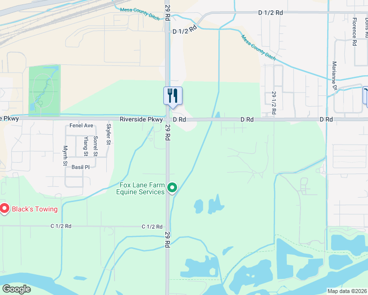 map of restaurants, bars, coffee shops, grocery stores, and more near 2911 D Road in Grand Junction