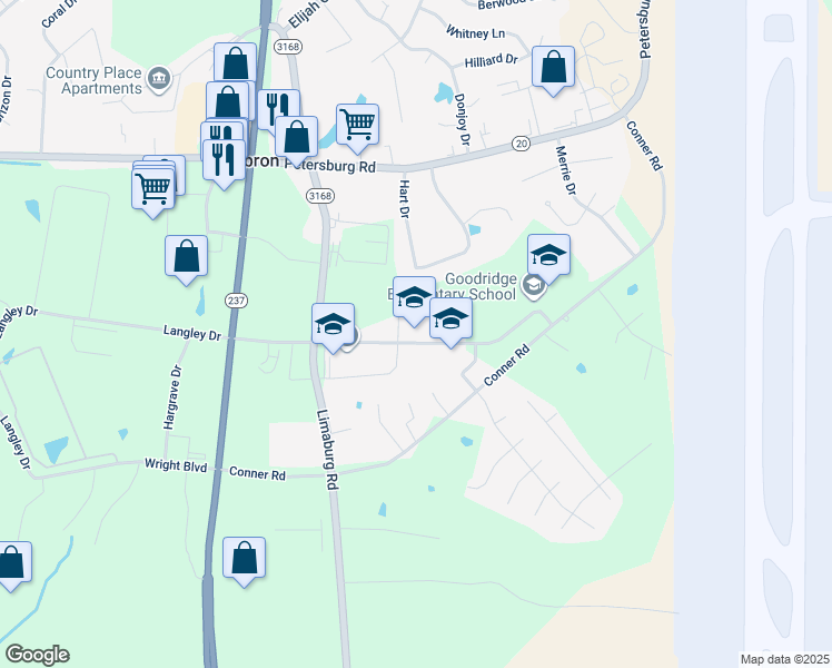 map of restaurants, bars, coffee shops, grocery stores, and more near 3310 Cougar Path in Hebron