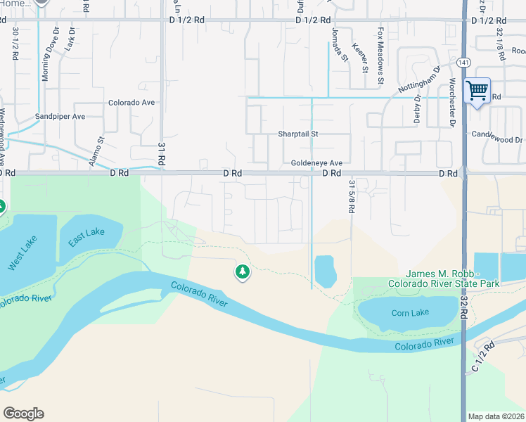 map of restaurants, bars, coffee shops, grocery stores, and more near 3125 D Road in Grand Junction