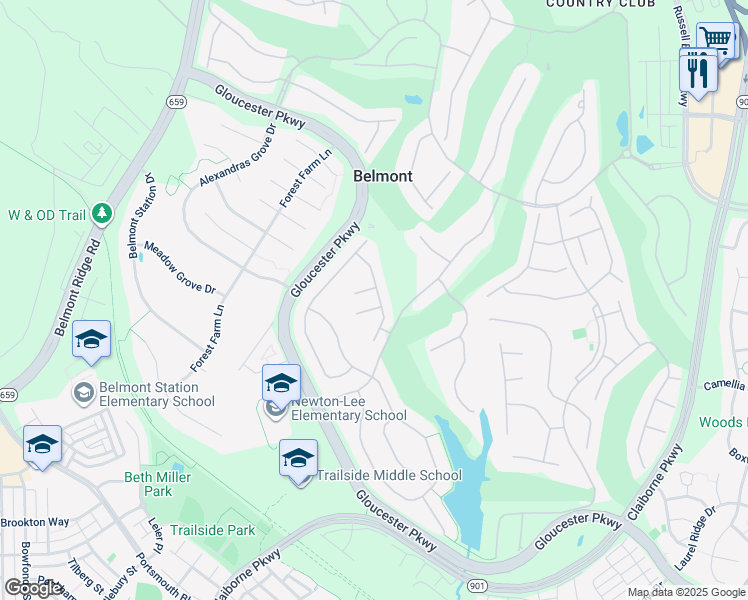 map of restaurants, bars, coffee shops, grocery stores, and more near 20053 Northville Hills Terrace in Ashburn