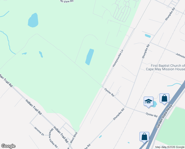 map of restaurants, bars, coffee shops, grocery stores, and more near 114 Sound Drive in Cape May County