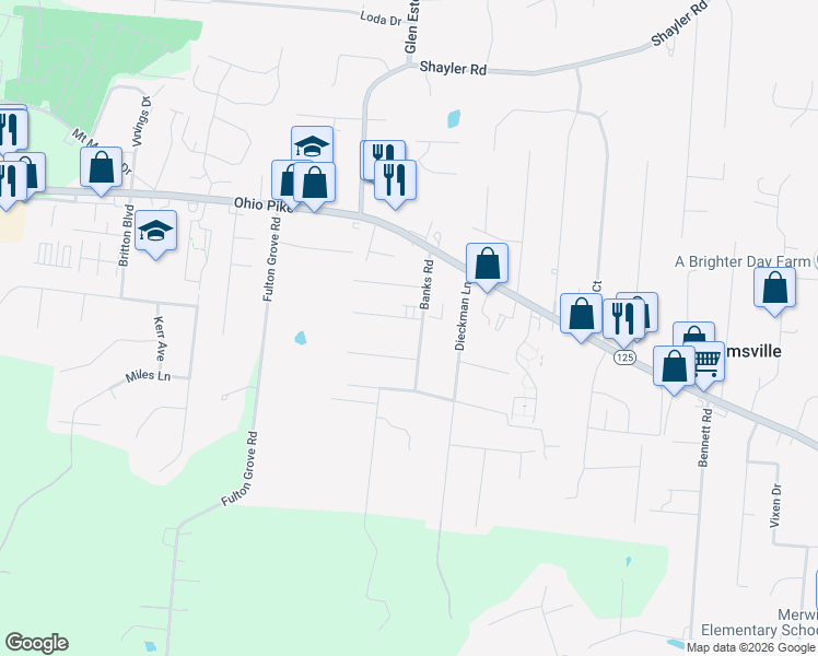 map of restaurants, bars, coffee shops, grocery stores, and more near 846 Youngs Lane in Cincinnati