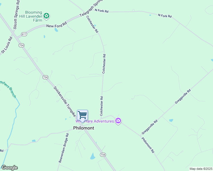 map of restaurants, bars, coffee shops, grocery stores, and more near 36700 Pelham Court in Purcellville