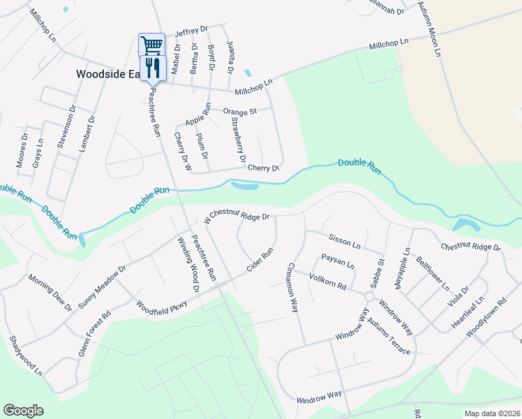 map of restaurants, bars, coffee shops, grocery stores, and more near 130 Chestnut Ridge Drive in Magnolia