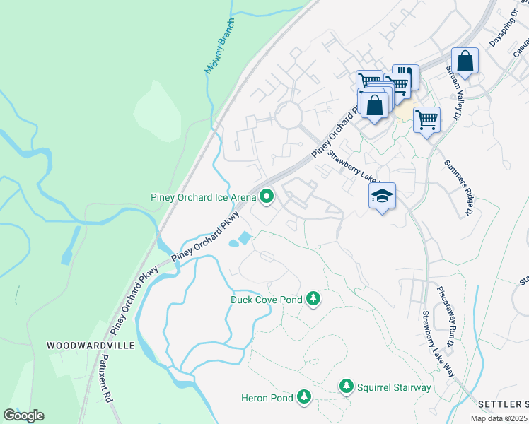 map of restaurants, bars, coffee shops, grocery stores, and more near 8781 Piney Orchard Parkway in Odenton