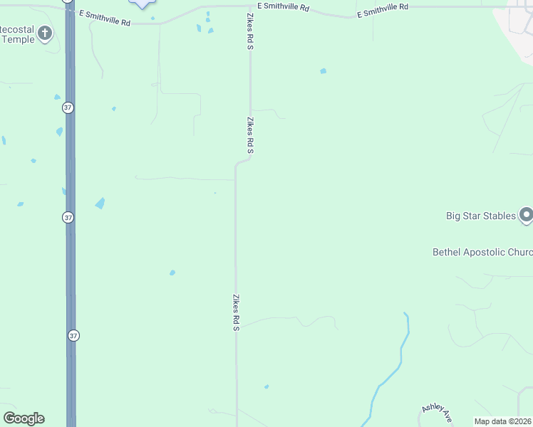 map of restaurants, bars, coffee shops, grocery stores, and more near 7537 Zikes Road South in Bloomington