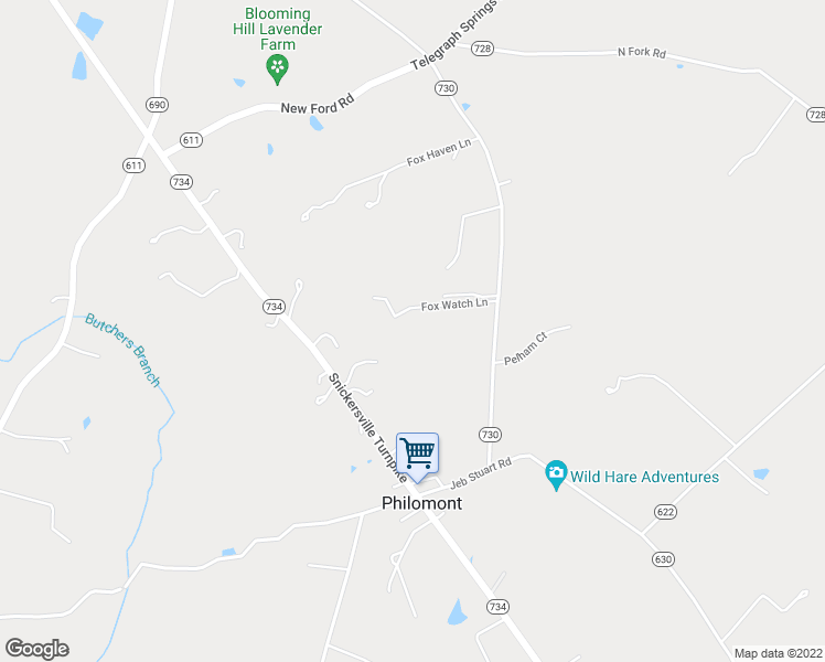 map of restaurants, bars, coffee shops, grocery stores, and more near 36565 Fox Watch Lane in Purcellville