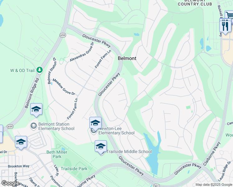 map of restaurants, bars, coffee shops, grocery stores, and more near 43380 Frenchmans Creek Terrace in Ashburn