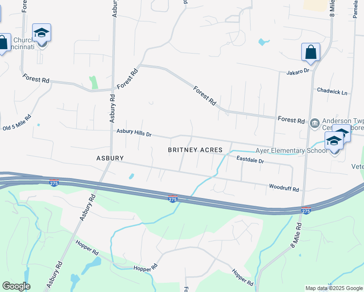 map of restaurants, bars, coffee shops, grocery stores, and more near 799 Ackley Road in Cincinnati