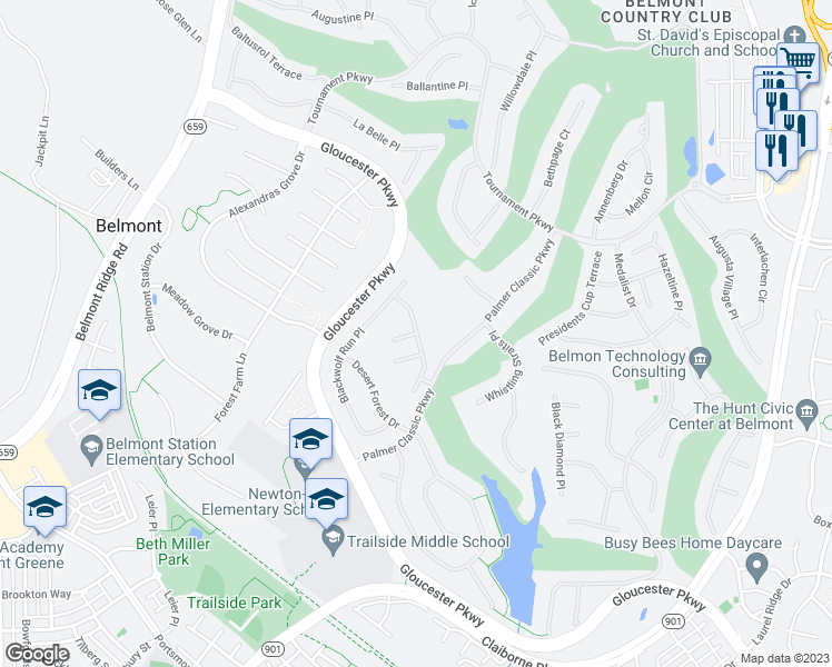 map of restaurants, bars, coffee shops, grocery stores, and more near 20039 Northville Hills Terrace in Ashburn