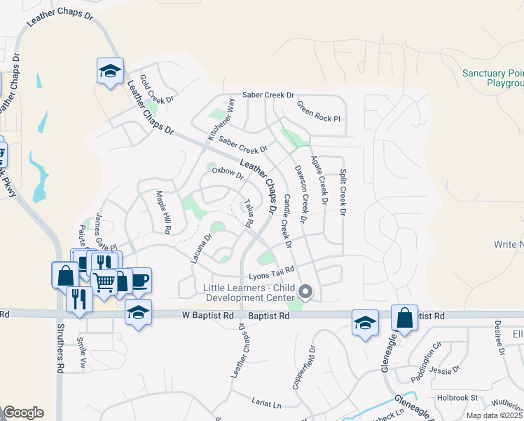 map of restaurants, bars, coffee shops, grocery stores, and more near 312 Oxbow Drive in Monument