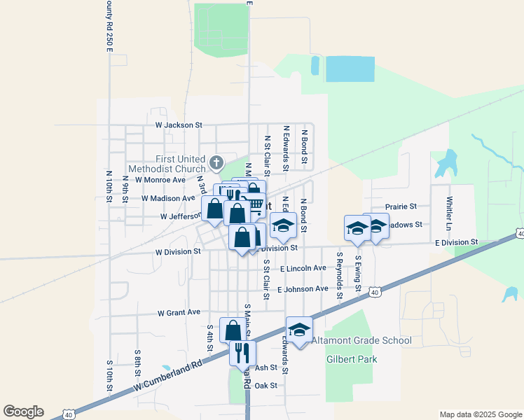map of restaurants, bars, coffee shops, grocery stores, and more near in Altamont