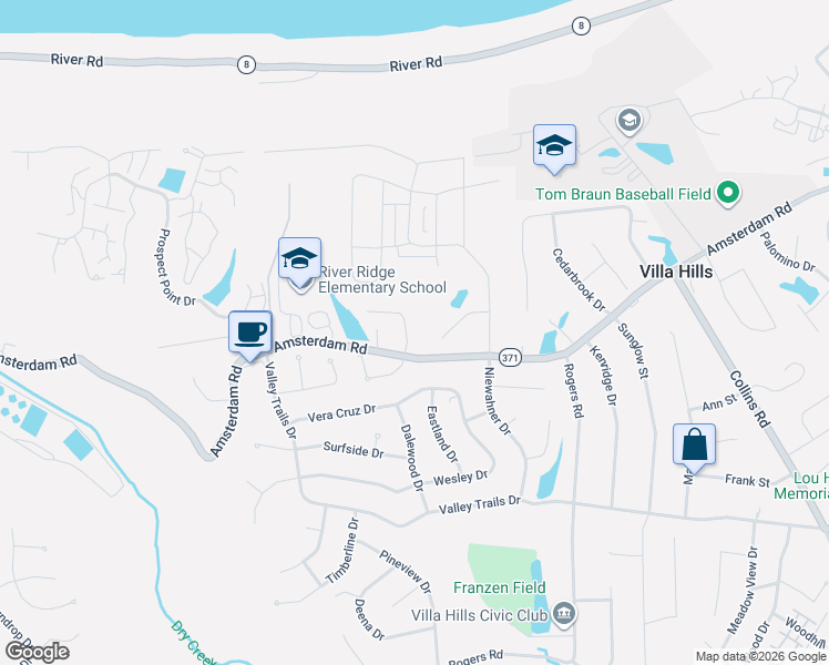 map of restaurants, bars, coffee shops, grocery stores, and more near 1009 Lauren Dr in Villa Hills