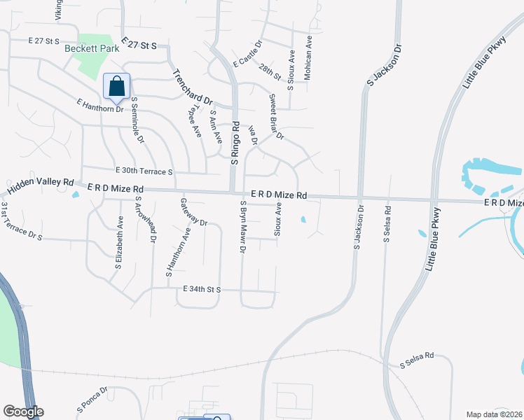map of restaurants, bars, coffee shops, grocery stores, and more near 3124 South Sioux Avenue in Independence