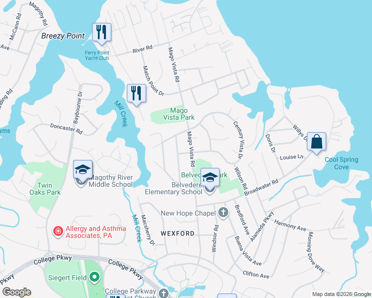 map of restaurants, bars, coffee shops, grocery stores, and more near 848 Mago Vista Road in Arnold