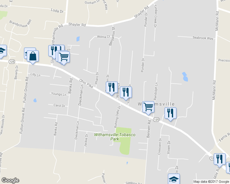 map of restaurants, bars, coffee shops, grocery stores, and more near 3930 Wilma Court in Cincinnati