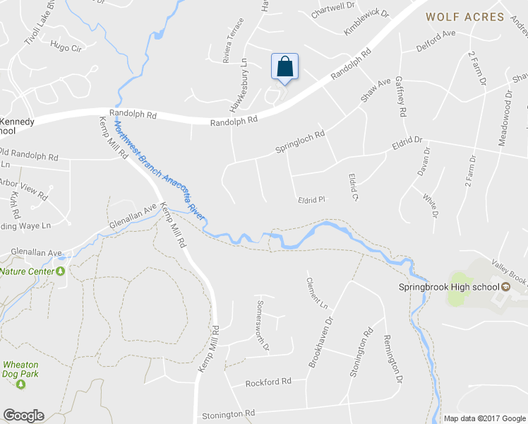 map of restaurants, bars, coffee shops, grocery stores, and more near 12600 Springloch Court in Silver Spring