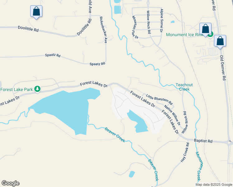 map of restaurants, bars, coffee shops, grocery stores, and more near 15932 Lake Mist Drive in Monument