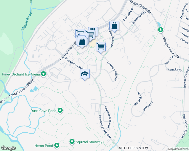 map of restaurants, bars, coffee shops, grocery stores, and more near 695 Winding Stream Way in Odenton