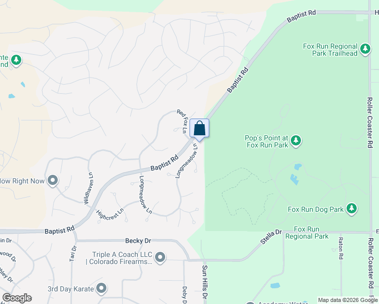 map of restaurants, bars, coffee shops, grocery stores, and more near 15967 Longmeadow Lane in Colorado Springs