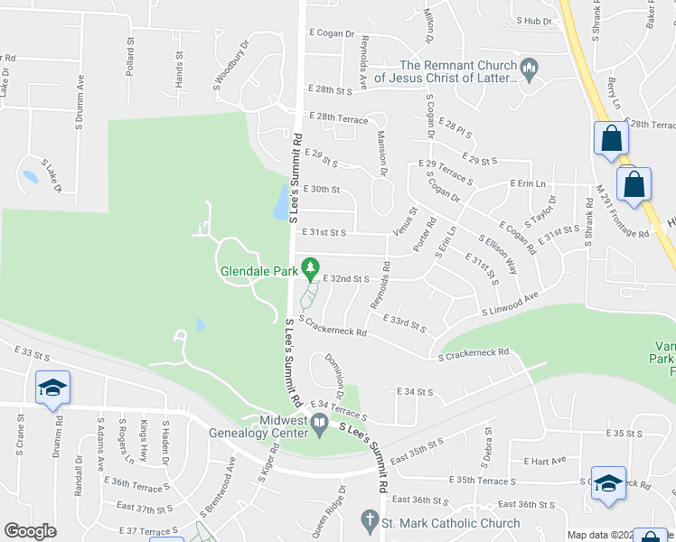 map of restaurants, bars, coffee shops, grocery stores, and more near 16112 East 32nd Street in Independence