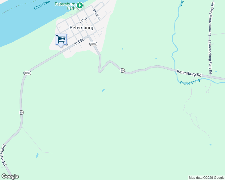 map of restaurants, bars, coffee shops, grocery stores, and more near 6279 Petersburg Road in Petersburg