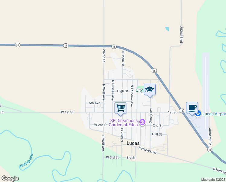 map of restaurants, bars, coffee shops, grocery stores, and more near 118 High Street in Lucas