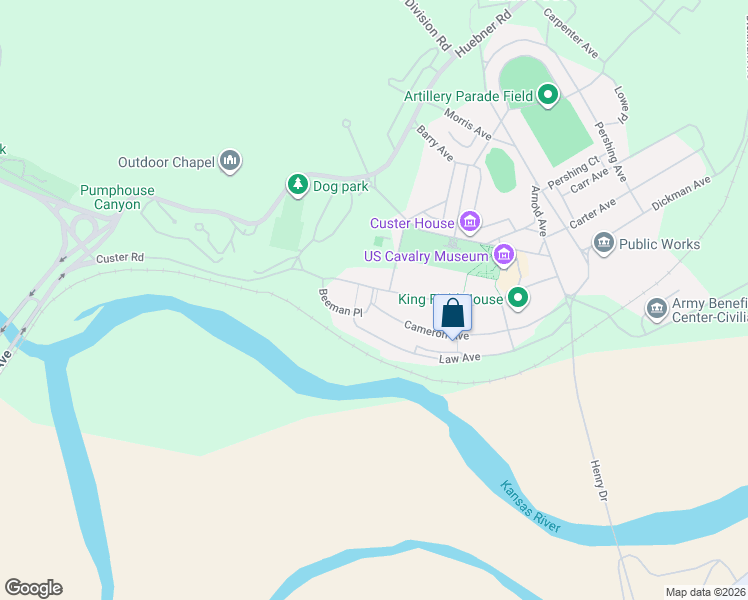 map of restaurants, bars, coffee shops, grocery stores, and more near in Fort Riley