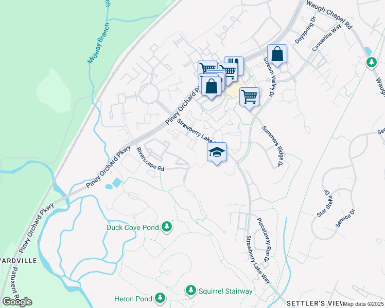 map of restaurants, bars, coffee shops, grocery stores, and more near 2493 Amber Orchard Court in Odenton