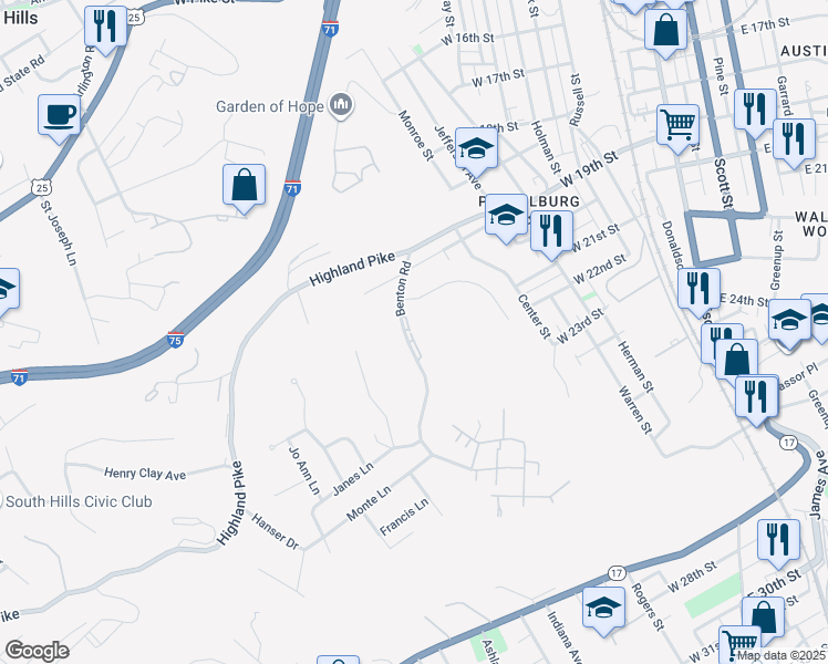 map of restaurants, bars, coffee shops, grocery stores, and more near 2012 Benton Road in Covington