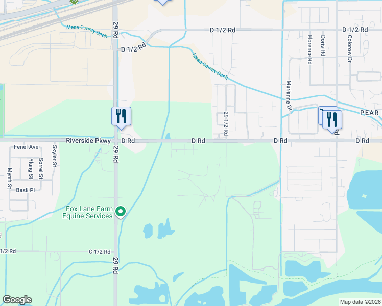 map of restaurants, bars, coffee shops, grocery stores, and more near 2931 Paula Lane in Grand Junction