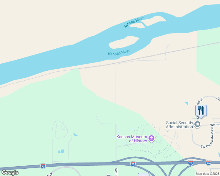 map of restaurants, bars, coffee shops, grocery stores, and more near 201-299 Southwest Urish Road in Topeka