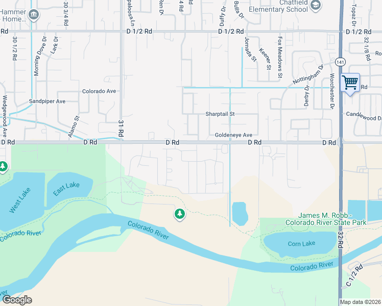 map of restaurants, bars, coffee shops, grocery stores, and more near 3125 D Road in Grand Junction
