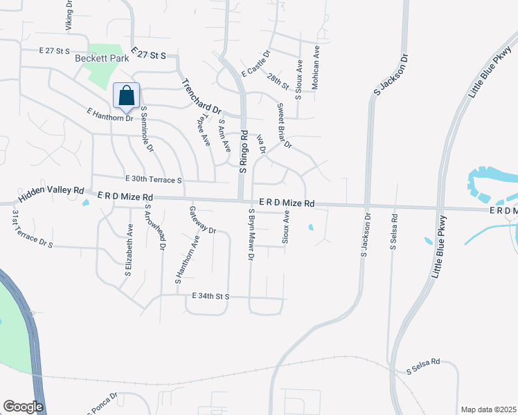 map of restaurants, bars, coffee shops, grocery stores, and more near 3121 South Bryn Mawr Drive in Independence