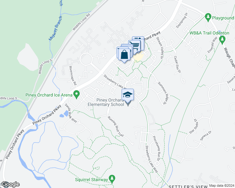 map of restaurants, bars, coffee shops, grocery stores, and more near 2494 Amber Orchard Court in Odenton