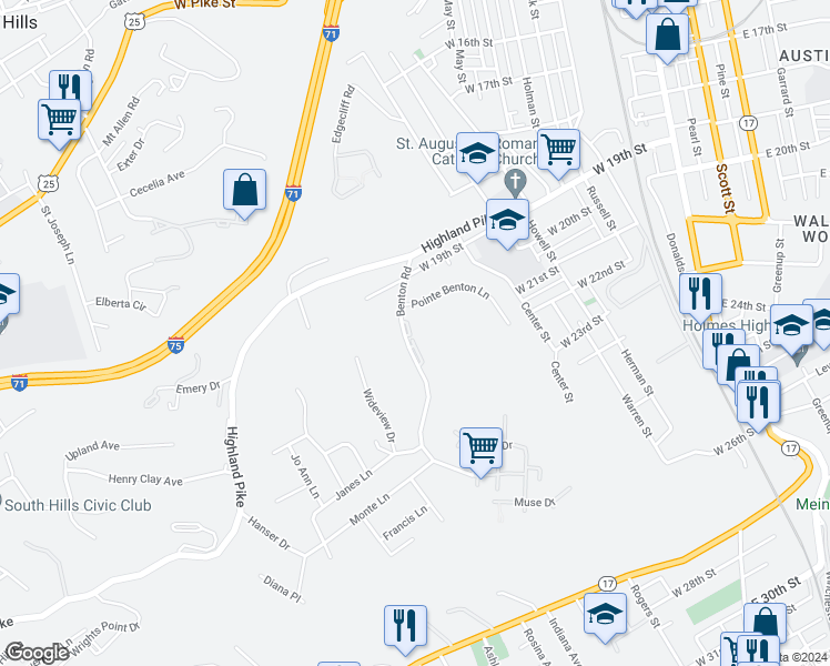 map of restaurants, bars, coffee shops, grocery stores, and more near 2010 Benton Road in Covington