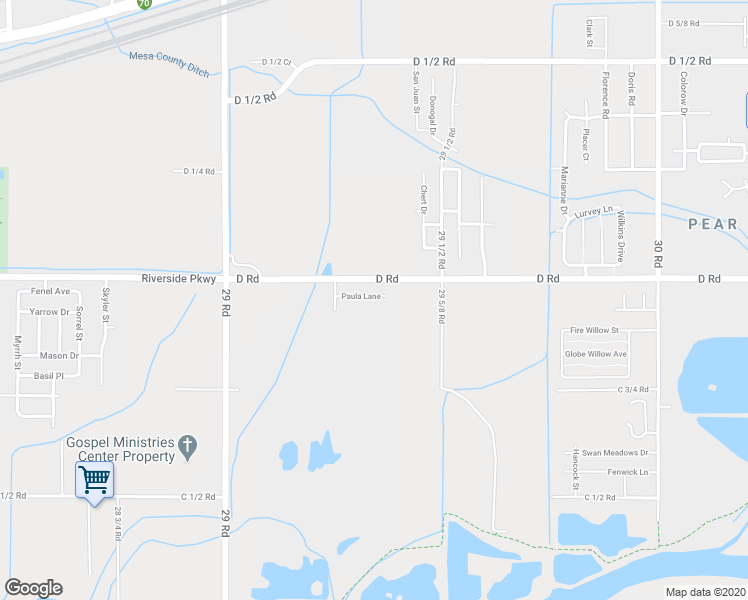 map of restaurants, bars, coffee shops, grocery stores, and more near 2931 Paula Lane in Grand Junction