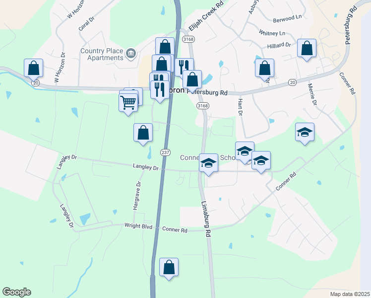 map of restaurants, bars, coffee shops, grocery stores, and more near 3175 Limaburg Road in Hebron