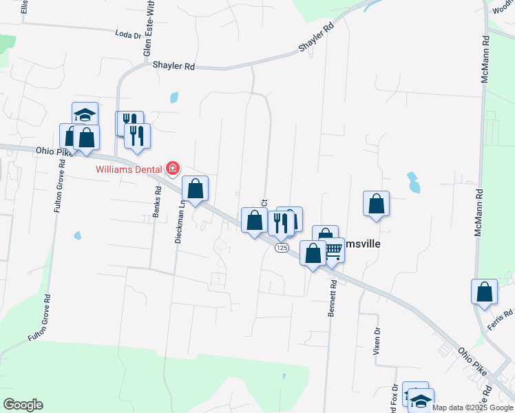 map of restaurants, bars, coffee shops, grocery stores, and more near 3939 Wilma Court in Cincinnati