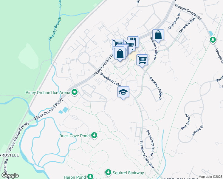 map of restaurants, bars, coffee shops, grocery stores, and more near 2494 Amber Orchard Court in Odenton